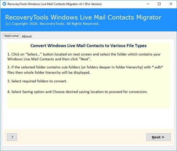 RecoveryTools Windows Live Mail Contacts Migrator-Ǩƹ-RecoveryTools Windows Live Mail Contacts Migrator v4.1ٷ