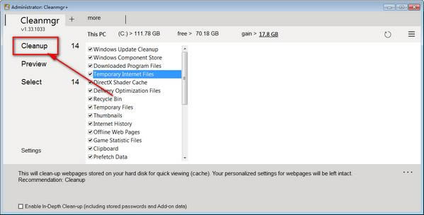 Cleanmgr+-Դ-Cleanmgr+ v1.36.1141ɫ