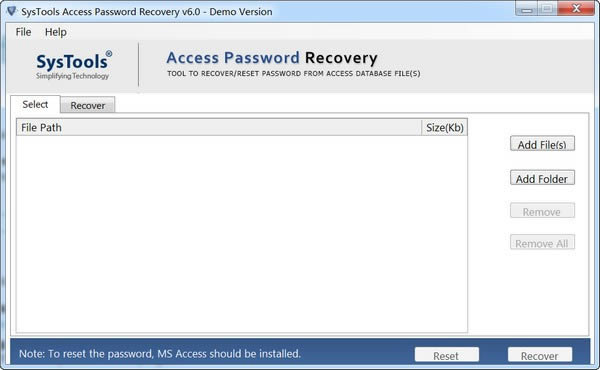 SysTools Access Password Recovery-Accessݿָ-SysTools Access Password Recovery v6.0Ѱ